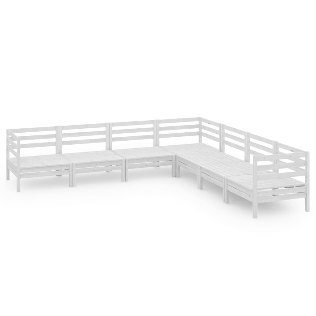 7-Delige Loungeset Massief Grenenhout Wit