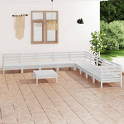 Loungeset 10-delig massief grenenhout wit