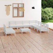 Loungeset 10-delig massief grenenhout wit