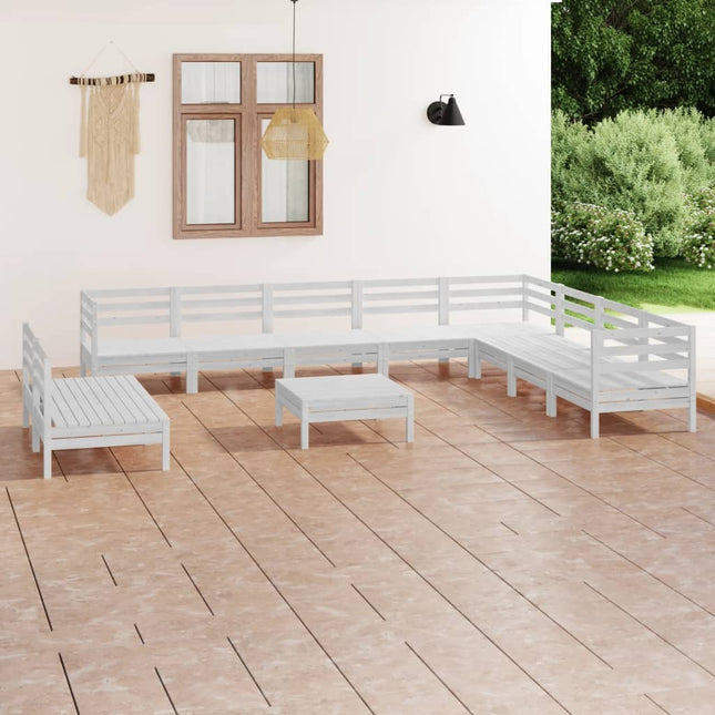 -Delige Loungeset Massief Grenenhout Wit