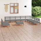 -Delige Loungeset Massief Grenenhout Grijs