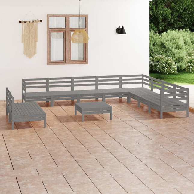 -Delige Loungeset Massief Grenenhout Grijs