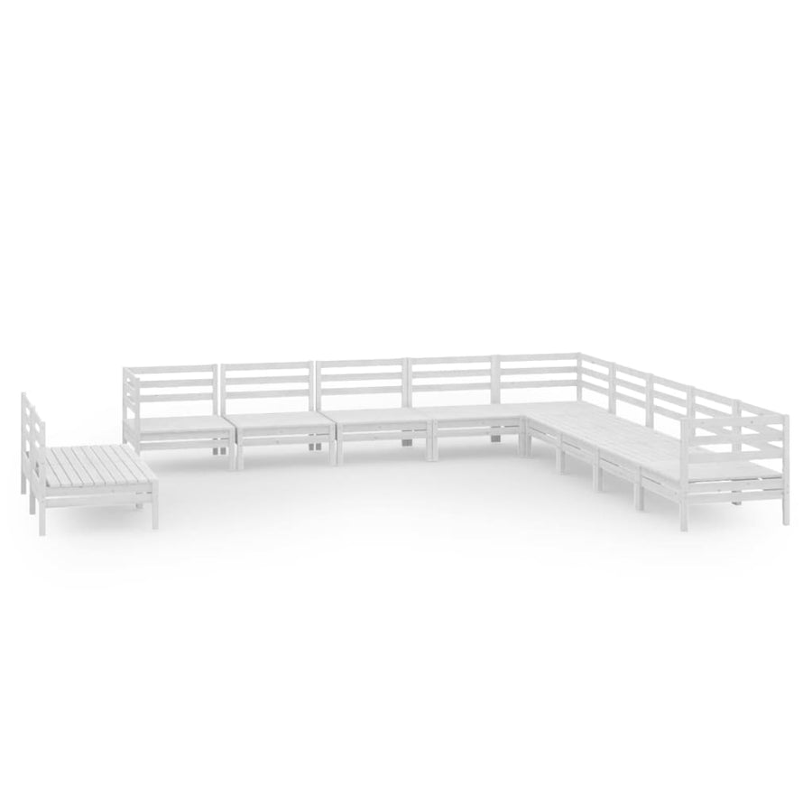 -Delige Loungeset Massief Grenenhout Wit