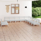 11-piece Lounge Set Solid Pine Wood White