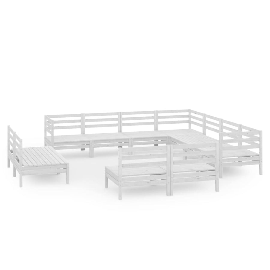 -Delige Loungeset Massief Grenenhout Wit