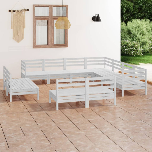 -Delige Loungeset Massief Grenenhout Wit