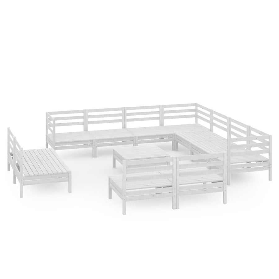 2-Delige Loungeset Massief Grenenhout Wit