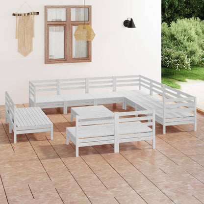 2-Delige Loungeset Massief Grenenhout Wit