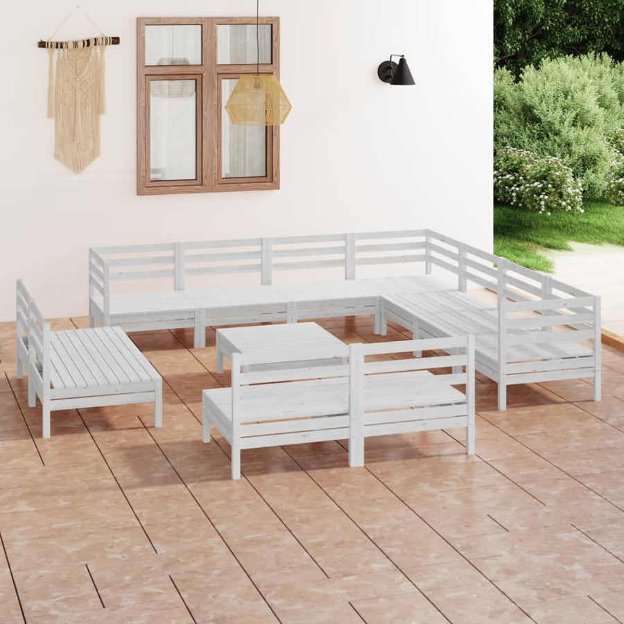 2-Delige Loungeset Massief Grenenhout Wit