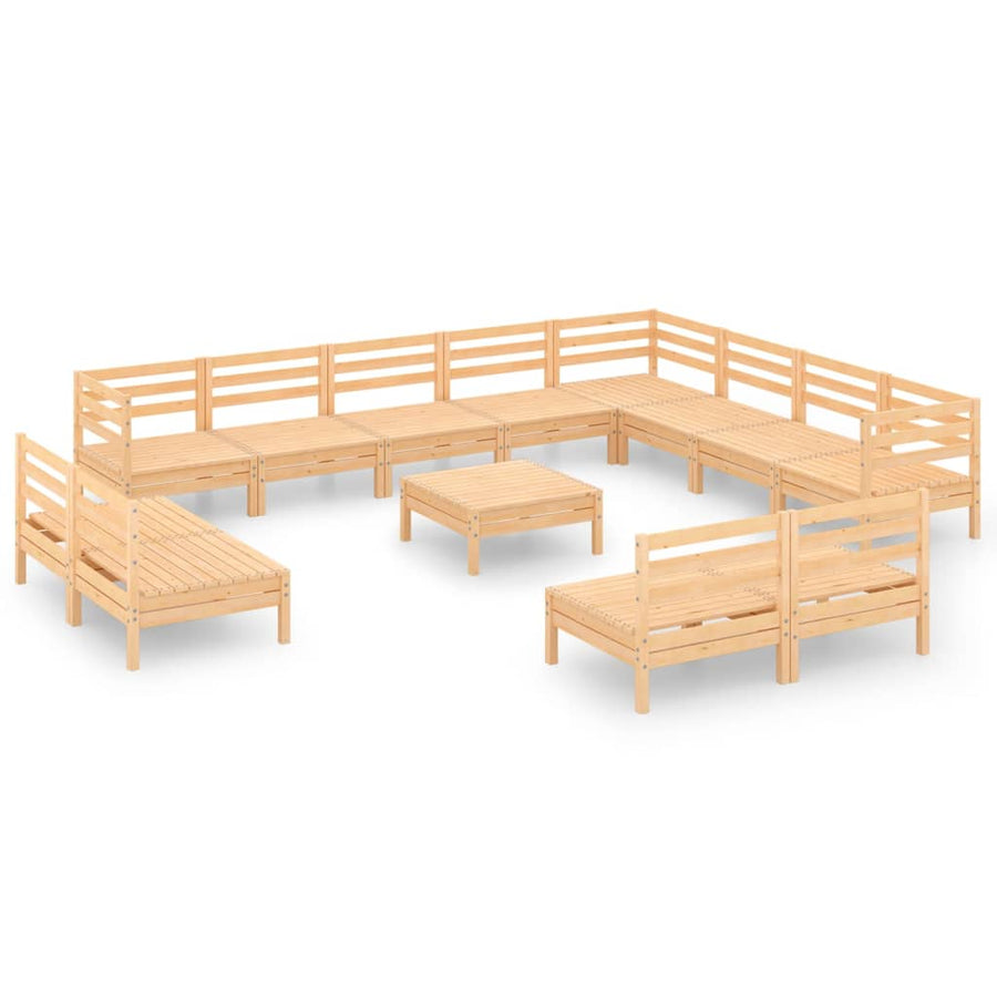 3-Delige Loungeset Massief Grenenhout Naturel