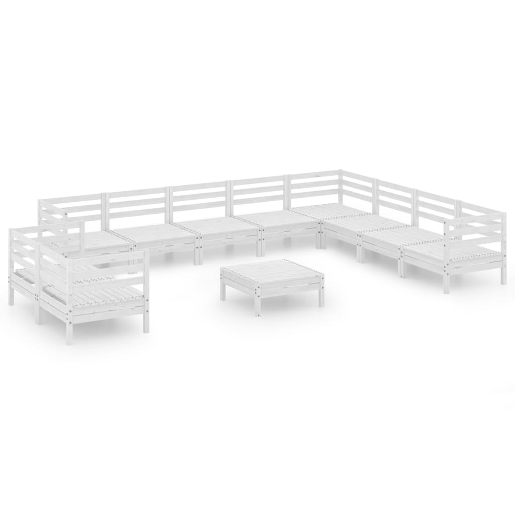 -Delige Loungeset Massief Grenenhout Wit