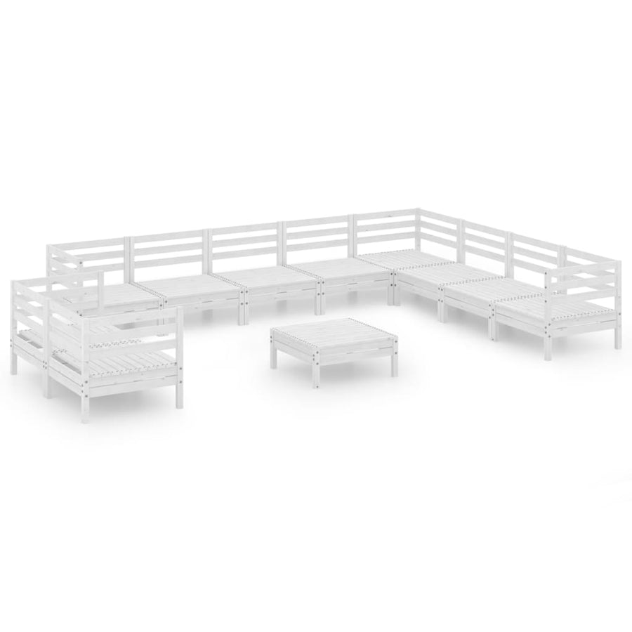 -Delige Loungeset Massief Grenenhout Wit