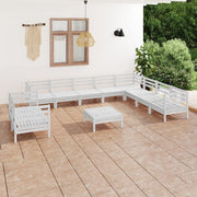 Loungeset 11-delig massief grenenhout wit