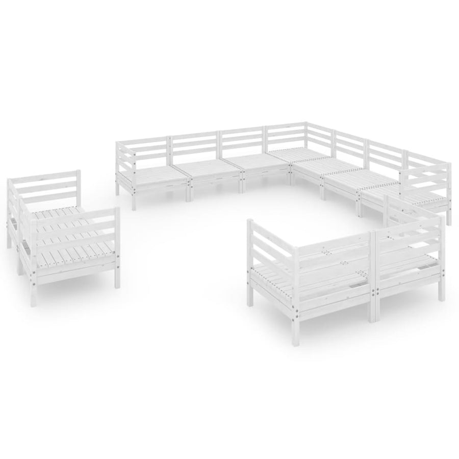 -Delige Loungeset Massief Grenenhout Wit