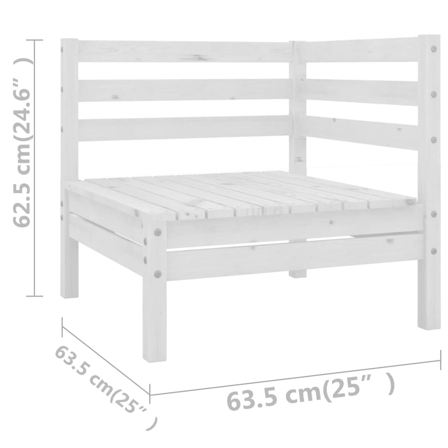 -Delige Loungeset Massief Grenenhout Wit