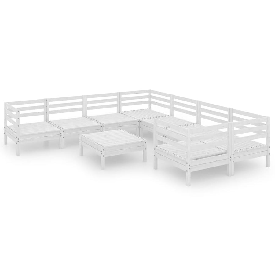 9-Delige Loungeset Massief Grenenhout Wit