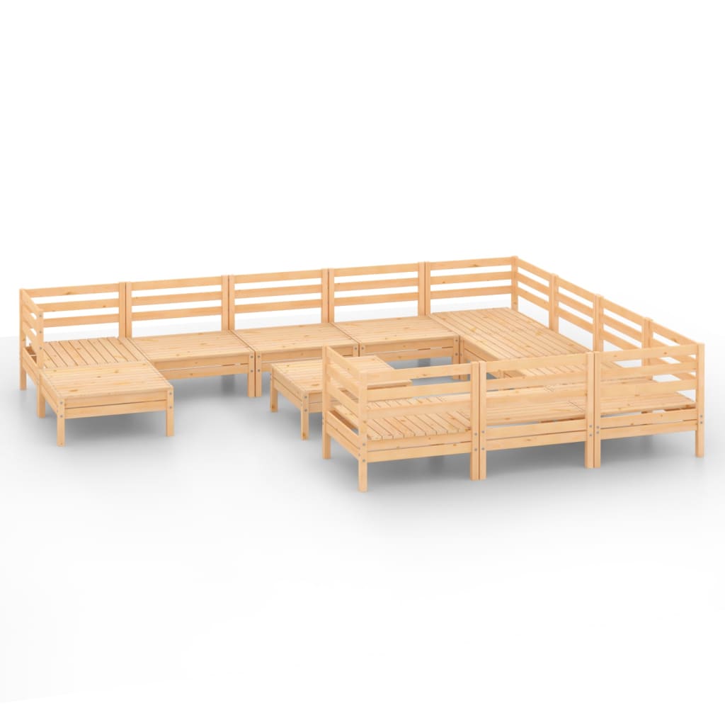 2-Delige Loungeset Massief Grenenhout Naturel