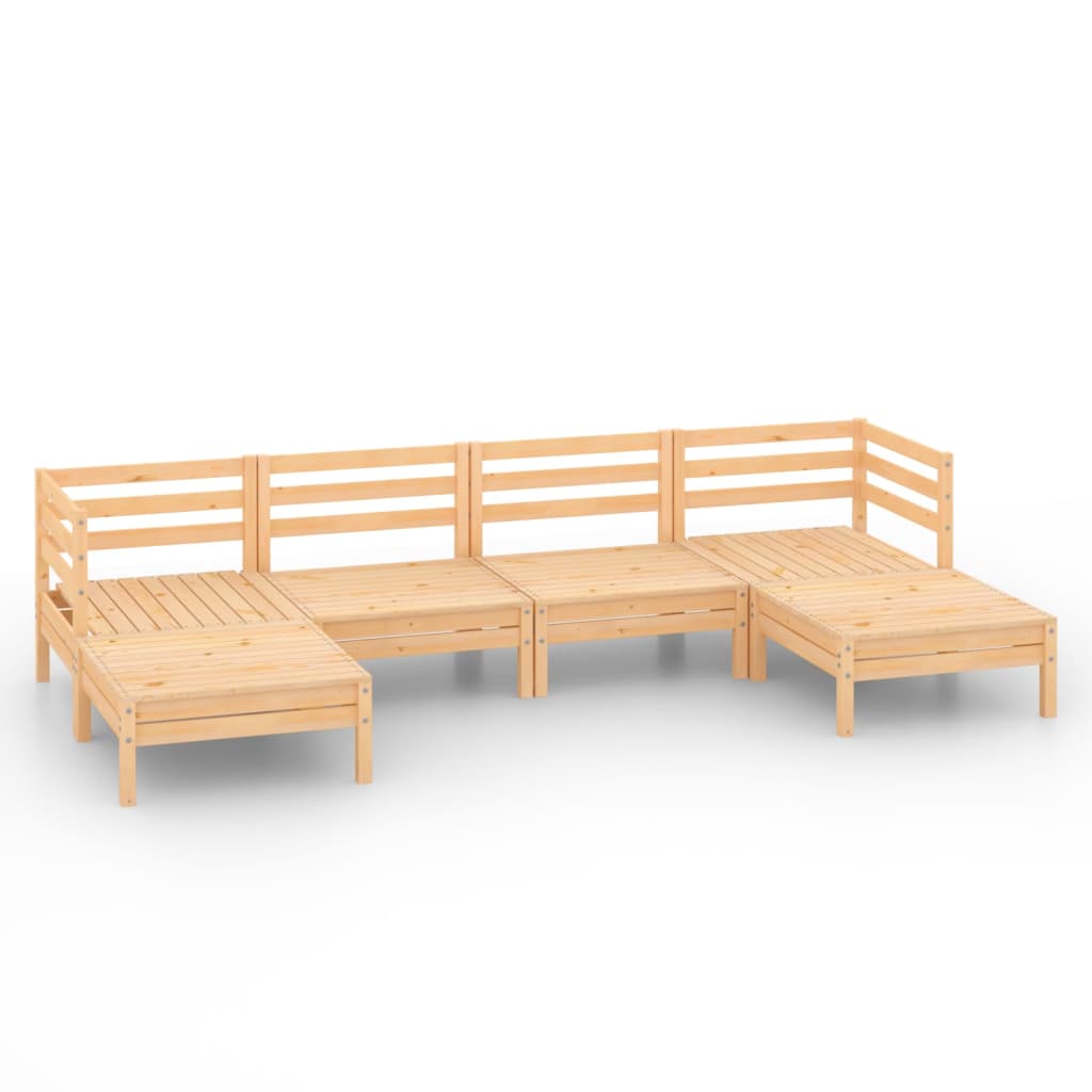 6-Delige Loungeset Massief Grenenhout Naturel