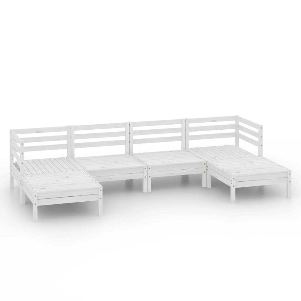 6-Delige Loungeset Massief Grenenhout Wit