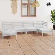 Loungeset 6-delig massief grenenhout wit