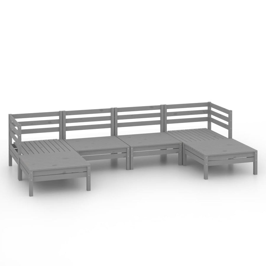 6-Delige Loungeset Massief Grenenhout Grijs