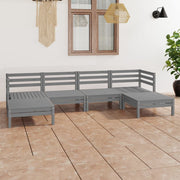 Loungeset 6-delig massief grenenhout grijs