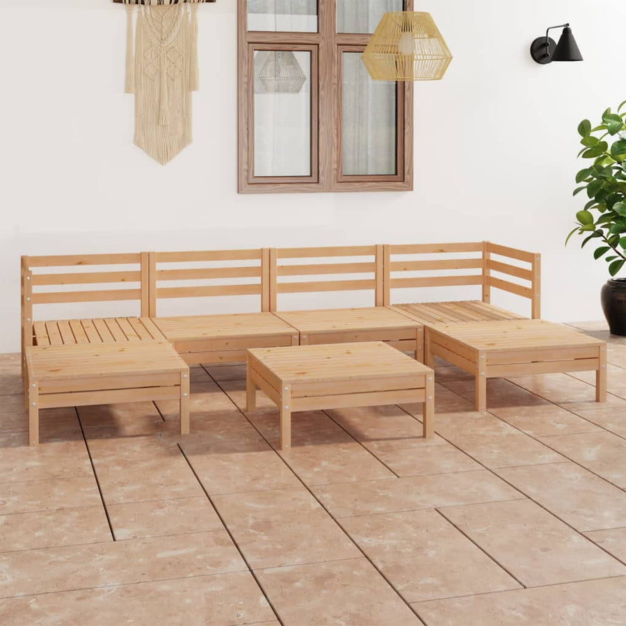 7-Delige Loungeset Massief Grenenhout Wit