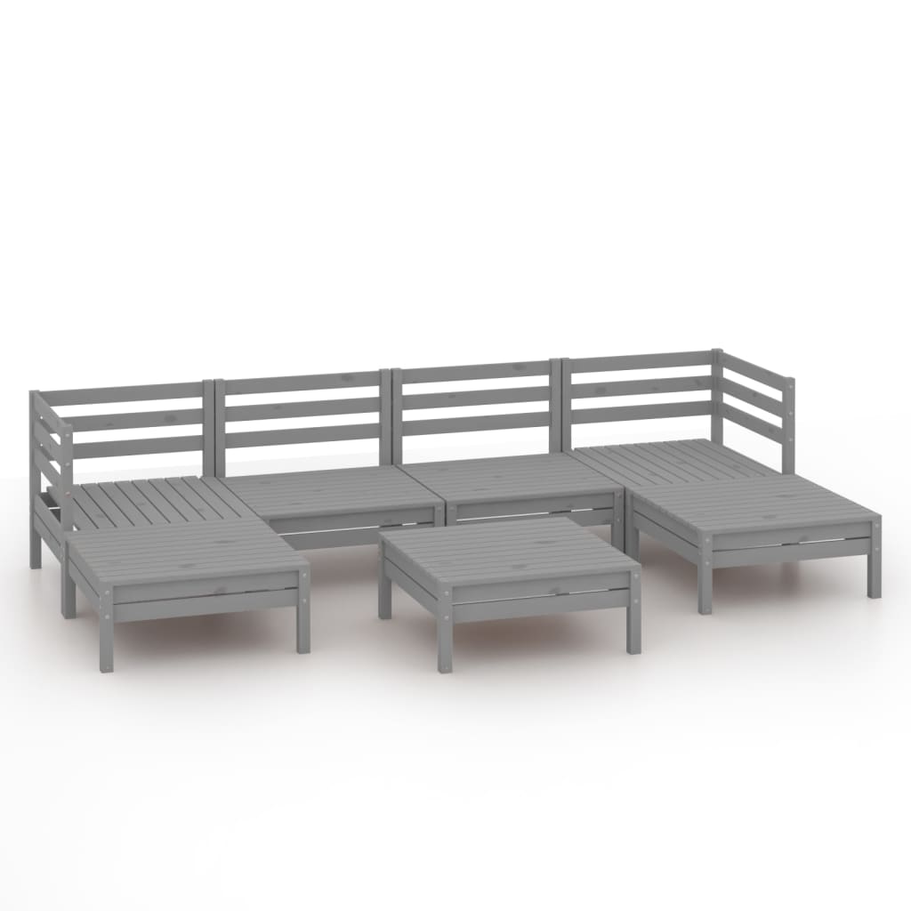 7-Delige Loungeset Massief Grenenhout Grijs