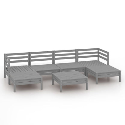 7-Delige Loungeset Massief Grenenhout Grijs