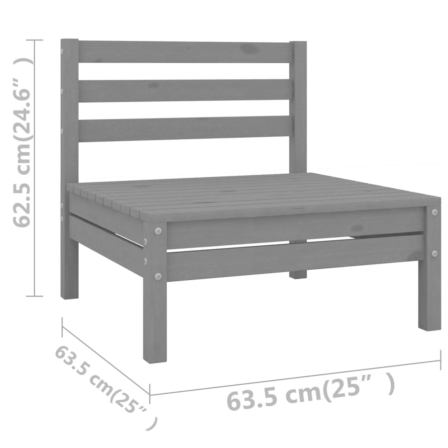 7-Delige Loungeset Massief Grenenhout Grijs