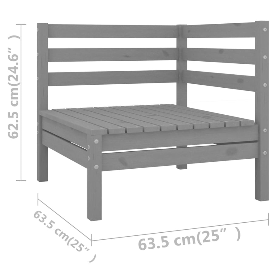 7-Delige Loungeset Massief Grenenhout Grijs