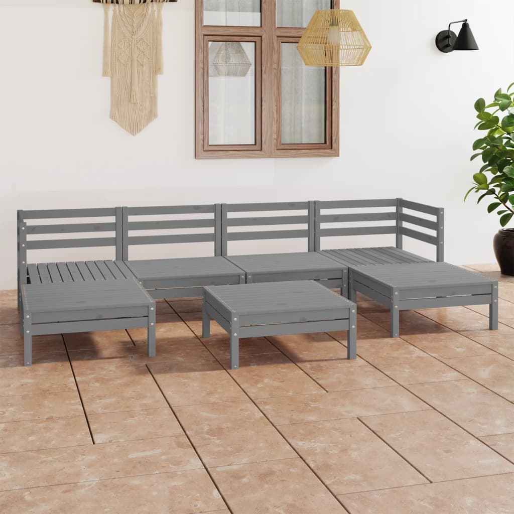 7-Delige Loungeset Massief Grenenhout Wit