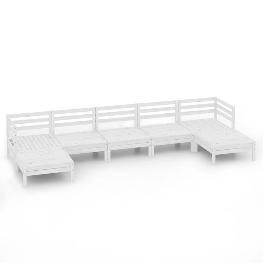 7-Delige Loungeset Massief Grenenhout Wit