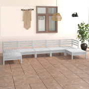 Loungeset 7-delig massief grenenhout wit