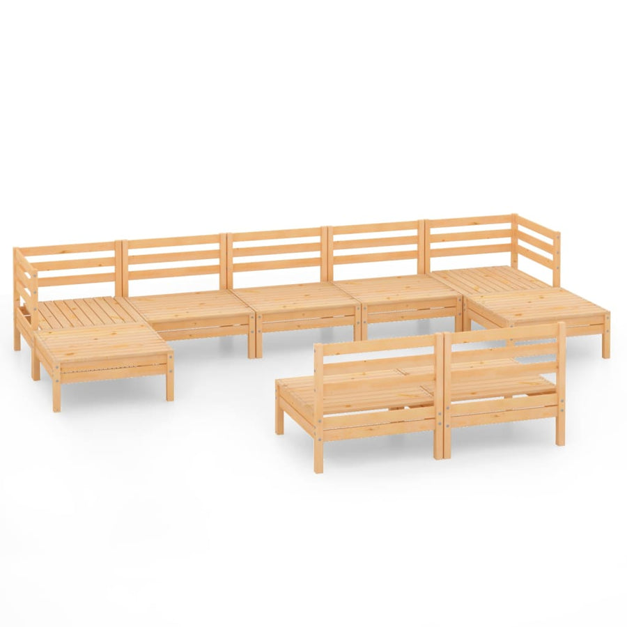 9-Delige Loungeset Massief Grenenhout Naturel