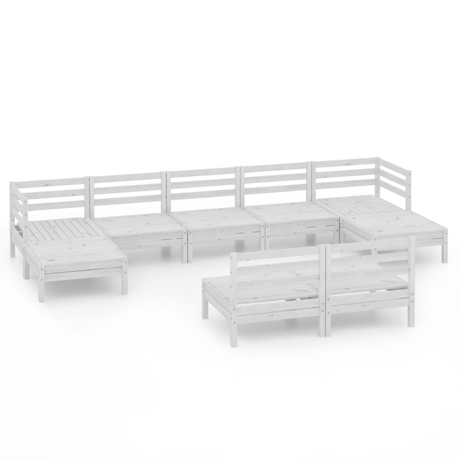 9-Delige Loungeset Massief Grenenhout Wit
