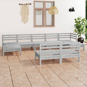 Loungeset 9-delig massief grenenhout wit