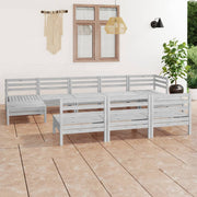 Loungeset 10-delig massief grenenhout wit