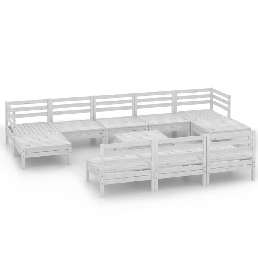 11-Delige Loungeset Massief Grenenhout Wit