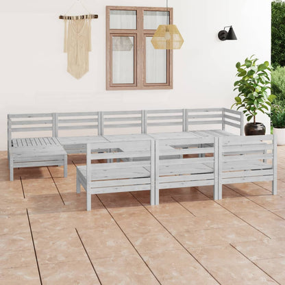 11-Delige Loungeset Massief Grenenhout Wit