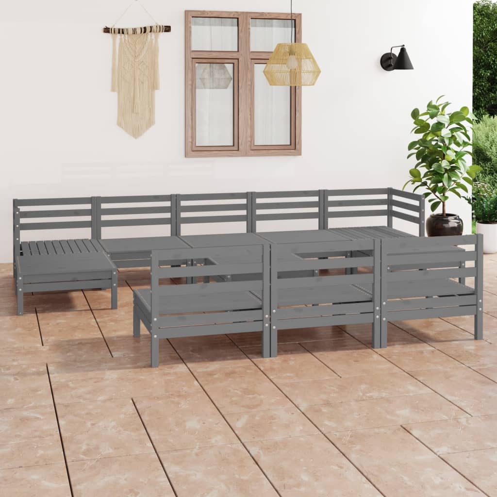 11-Delige Loungeset Massief Grenenhout Wit