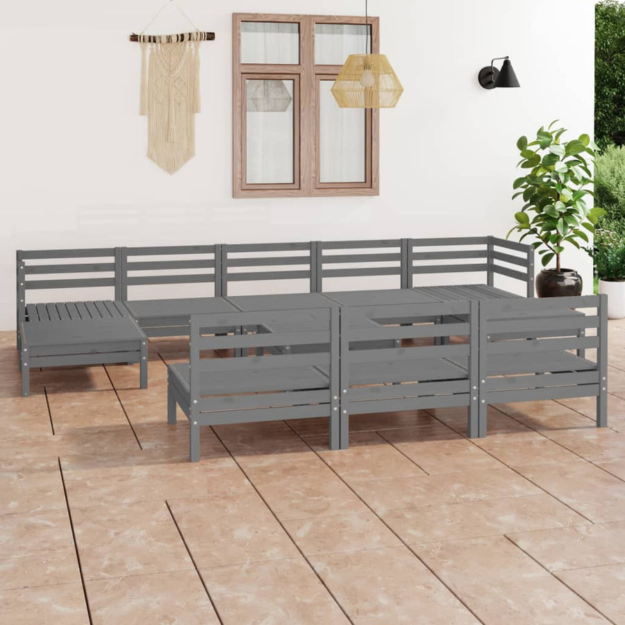 11-Delige Loungeset Massief Grenenhout Wit