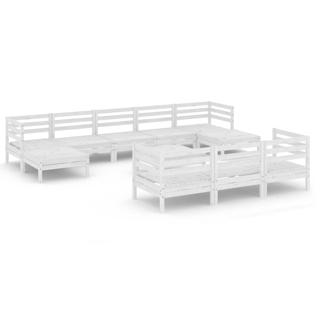 -Delige Loungeset Massief Grenenhout Wit