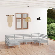 Loungeset 6-delig massief grenenhout wit
