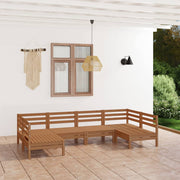 Loungeset massief grenenhout 6-delig honingbruin