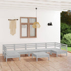 8-piece Lounge Set Solid Pine Wood White