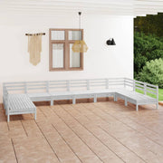 Loungeset 10-delig massief grenenhout wit