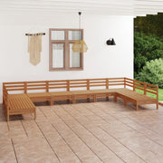 Loungeset 10-delig massief grenenhout honingbruin