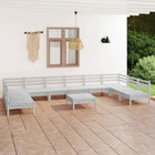 11-piece Lounge Set Solid Pine Wood White