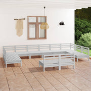 Loungeset 12-delig massief grenenhout wit